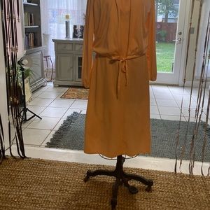 Two piece 1970 vintage apricot dress and top set